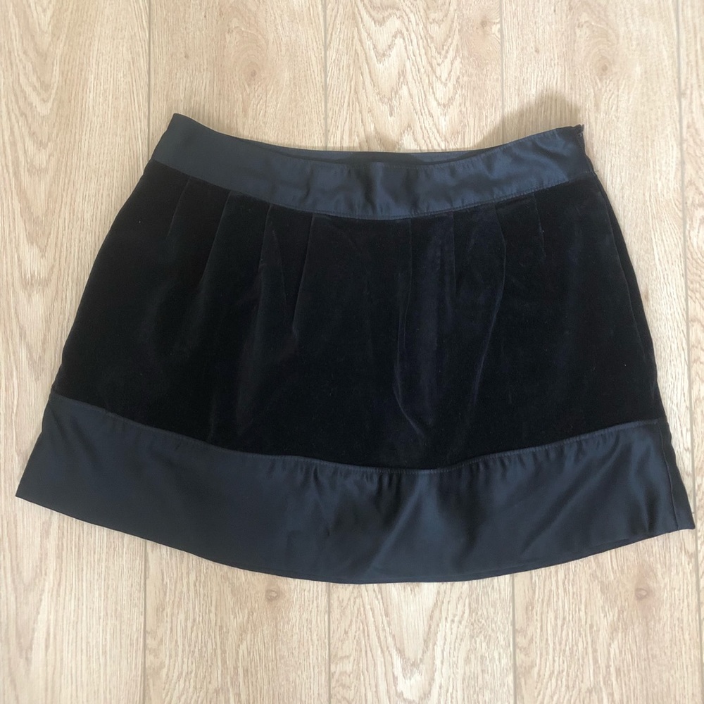 Black Erin Fetherston Velvet and Satin Mini Skirt